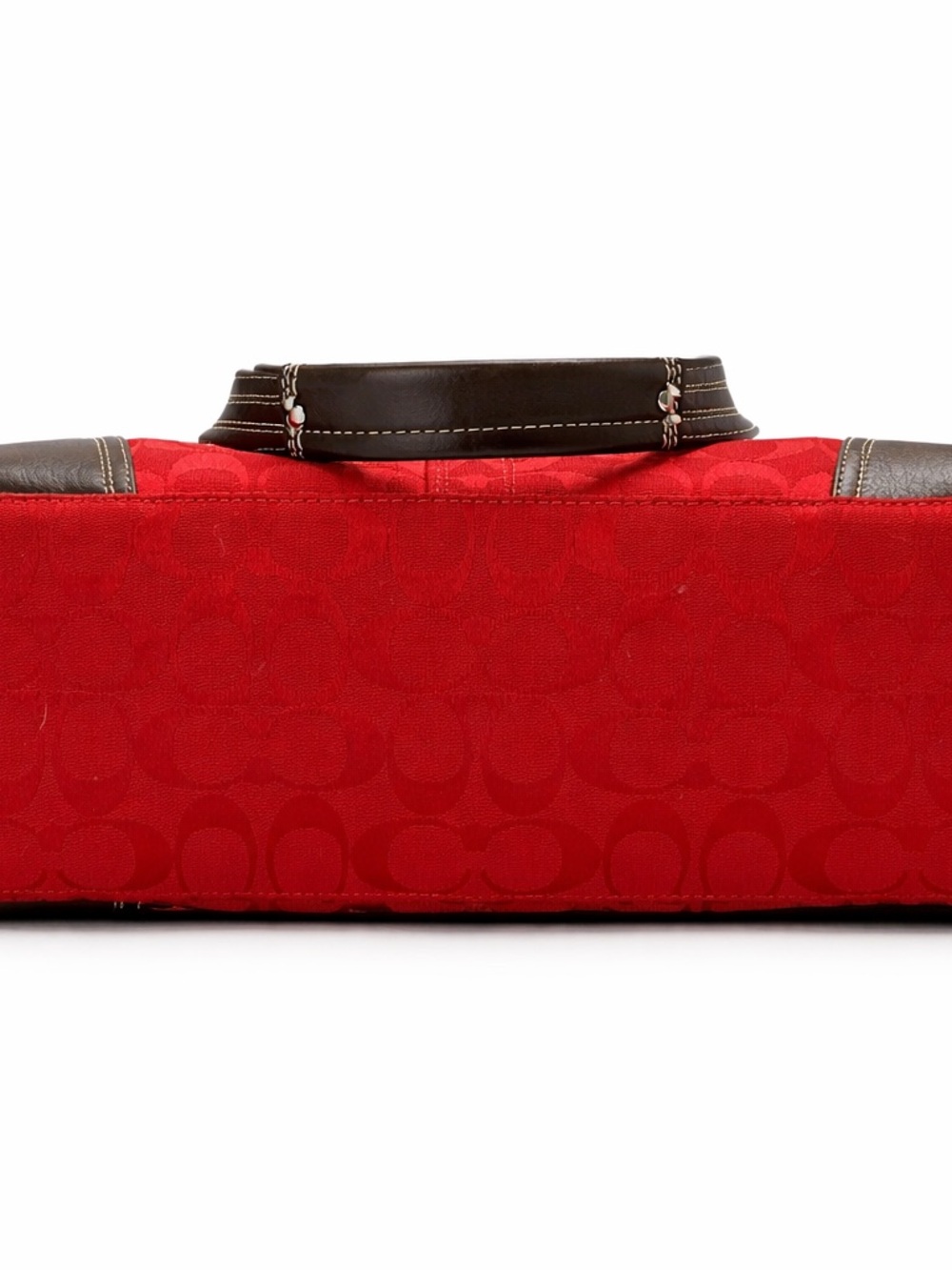 Coach Red Signature Canvas Tote with Dark Brown Leather Accents - Picture 6 of 7